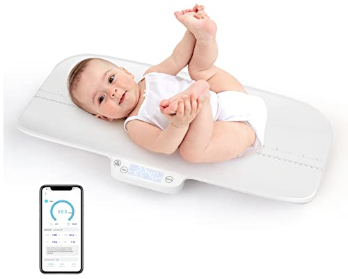 COSTWAY Babywaage Digtal, multifunktionale Bluetooth Kinderwaage bis 30kg Tragkraft, Säuglingswaage Stillwaage Tierwagge mit 4 Messmodi, Gewichts- und Höhenskala, Tara-und Haltefunktion