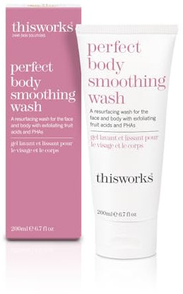 This Works Perfect Body Smoothing Wash, 200ml - Resurfacing Face and Body Wash with Fruit Acids, PHAs and Mood Boosting Fragrance - Sulphate-Free Shower Gel for Gentle Exfoliation and Smoother Skin