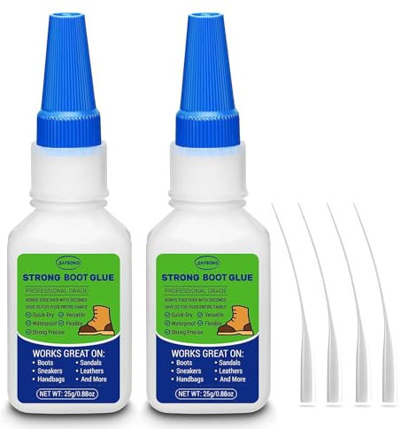 2-Pack Boot Glue - 50g Strong Quick Dry Shoe Repair Glue, Professional Super Transparent Instant Adhesive for Bonding Broken Boots, Leather Shoes, Sneakers, Cloth, Handbags,25g/0.85oz×2