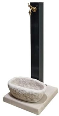 GDLC Fuente de jardín Decogarden Trevi fabricada en granulado de piedra y columna de metal