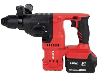 Cofan Taladro Martillo Perforador SDS Plus Multifunción sin Escobillas | 3 modos: taladra, percute y cincela | Incluye: maletín con accesorios, batería Li-Ion de 20 V y cargador