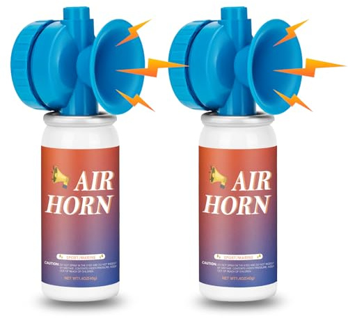 Air Horns for Safety Loud Marine, Air Horns Can 1.4oz Mini Small Handheld for Boat Sporting Events Emergency Use Camping Hiking Outdoor, 2 Pack