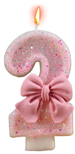 Buhygn Velas de números con purpurina | Decoración para tarta de cumpleaños | Velas de lazo de cumpleaños | Decoración de pastel de números | Suministros de celebración, decoración de pastel de