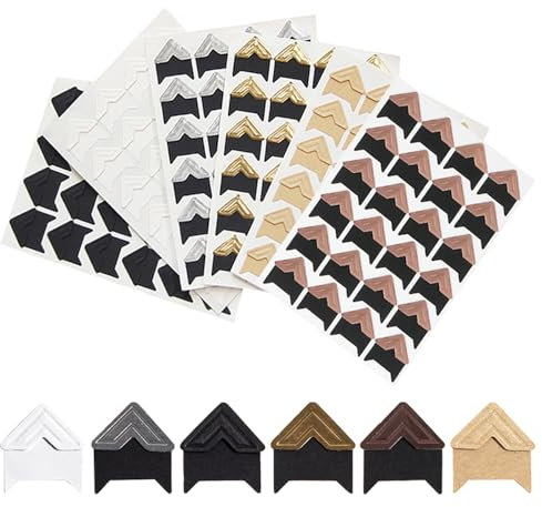 TRKETK 432 Stück Fotoecken Selbstklebend, DIY Album Corner Aufkleber 6 Farben Foto Ecken Klebe Fotoecken Aufkleber für Sammelalben Fotoecken Aufkleber Selbstklebend für DIY, Scrapbooking, Fotoalbum