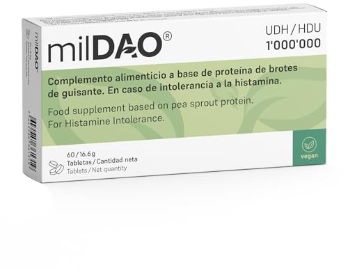 milDAO® – 60 Vegan Tablets | DAO Enzyme Supplement for Histamine Intolerance | Pure & High-Standard, Halal-Certified | 1,000,000 HDU per Tablet | with Catalase | Foil Pouch for Maximum Stability