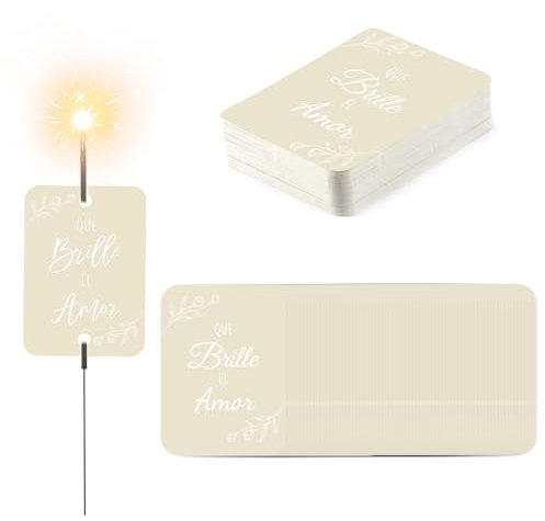 BORISCA 120 PCS Etiquetas de Bengala para Boda en Español Que Brille El Amor Decoración, Etiquetas para Boda de Invitados, Tarjetas de Bengalas Boda para Aniversario, Graduación, Fiestas