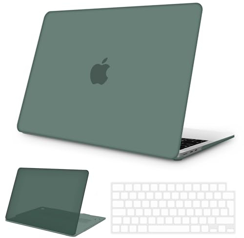 NPUOLS Funda para MacBook Air 13.6 Pulgadas M5 M4 M3 M2 2026-2022 A3449 A3240 A3113 A2681 con Touch ID, Mate Plástico Dura Carcasa Funda Protectora Fina+Cubierta de Teclado TPU EU, Verde Oscuro