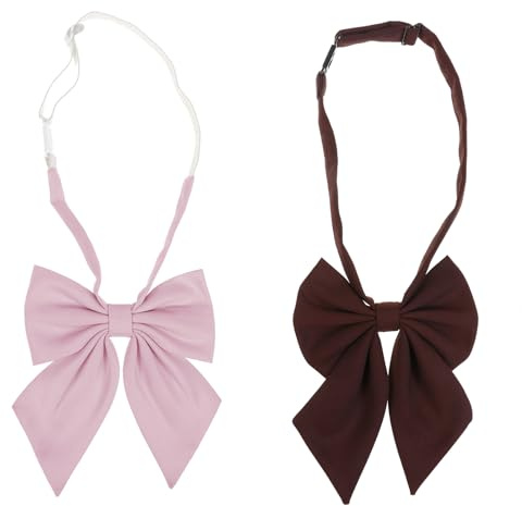 NiceYnn Pré-noué Nœud Papillon Réglable pour Femme Cravate Uniforme Costume Ecolier Cosplay Rose foncé/Marron