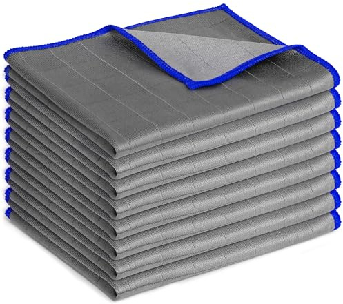 Vortix Confezione da 8 panni in fibra di carbonio – Panno microfibra per vetri senza aloni, ideale per finestre, specchi, schermi e tutte le superfici lisce (blu, 30 x 30 cm 8 pezzi)