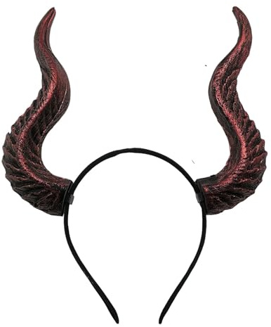 RUIXIA Serre-tête Corne de Taureau Halloween Serre-tête Corne de Démon Diable Amovibles Bandeau Gothique Halloween Bandeau d'Animaux pour Carnaval Cosplay