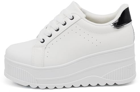 IF900-1 - Zapatillas deportivas para mujer, estilo casual, plataforma alta, color blanco, blanco / negro, 37 EU