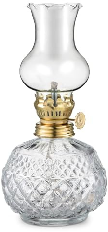 PartyKindom Vintage Glass Kerosene Oil Lamp Lantern for Indoor Use High-Temperature Resistant Decorative Chamber Lamp with Wick Classic Retro Home Decor and Utility