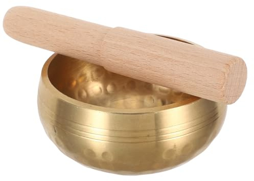 POPETPOP Cuenco Tibetano Martillado de Nepal 8 CM para Meditación y Relajación con de Madera Cuenco Sonoro Portátil para Yoga y Mindfulness Instrumento de Percusión Manual