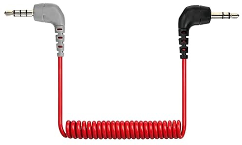 3,5 mm mikrofonkabel, TRS till TRS hane till hane, rak vinkel, ljudadapter för Rode VideoMic, VideoMicro Go, Boya och externa mikrofoner, kompatibel med iPhone, iPad, Android, Vlogging och streaming