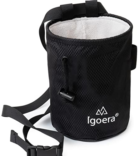 Igoera Chalk Bag. Sac à magnésie Escalade et Bloc | Robuste et étanche à la poussière | Réglable | Sac magnésie. Meilleure Prise et Plus de stabilité (Noir)