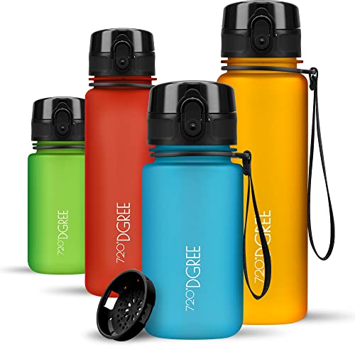720°DGREE Trinkflasche Kinder 350ml “uberBottle“ softTouch +Sieb - Auslaufsicher, BPA-Frei - Flasche für Kindergarten, Schule, Mädchen & Jungs ab 3 Jahre - Kleine Wasserflasche Leicht, Stoßfest