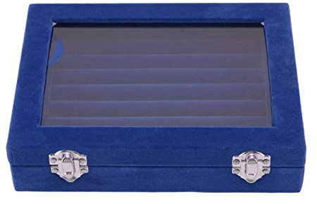 Joyzan 7 Fente Boîte Rangement Velour, Clair Couvercle Boite Bague Section Plateau Presentoir Bijoux Organisateur Anneaux Bracelet Coffret Bouton Manchette Vitrine Boucle Clous Oreille Emplacement