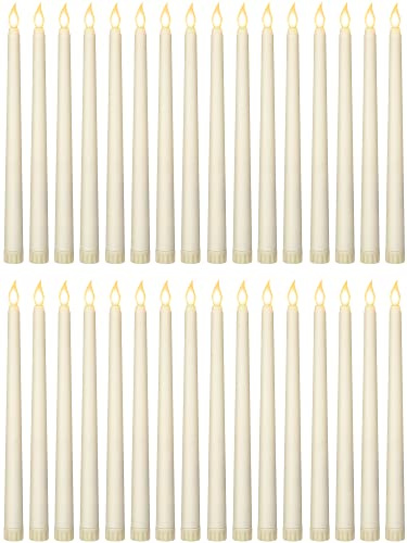 Treela 36 Pieces Flameless Taper Candles 11 Inch Flickering Faux LED Battery Operated Electric Fake Candles for Christmas Halloween Birthday Wedding Party Supplies(Ivory)