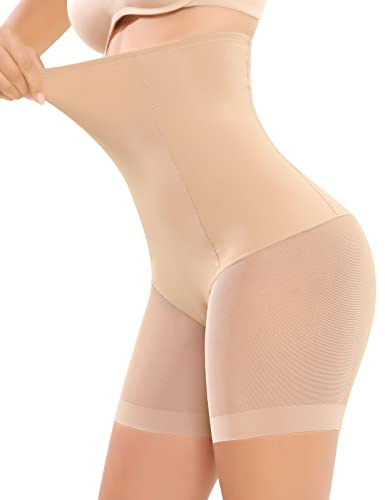 Xnova Mujer Braguitas Moldeadoras Cintura Alta Control de Barriga Fajas Reductoras Shapewear Seda de Hielo y Malla Braga Reductora Sin Costuras Faja Pantalón(Color de Piel,M)