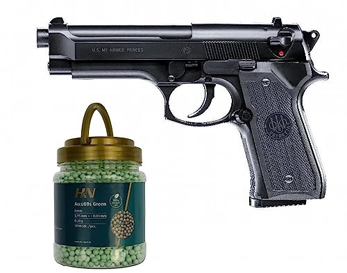 OpTacs Set Airsoft Beretta M9 World Defender 0,5 Joule 6 mm BB Federdruck Softair + H&N Sport Softair Munition Accu BBS Premium 4000 Stück 0,20 g 6mm