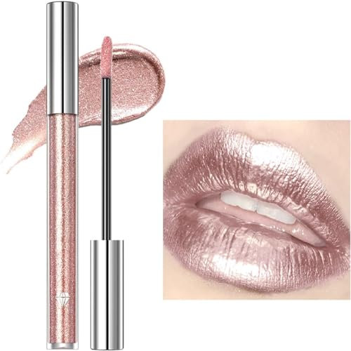 Dyceittdia Rossetti Liquidi 2.4g Antiaderente con Ombretto Diamantato, Scintillante a Lunga Durata, Rosa, Lipstick