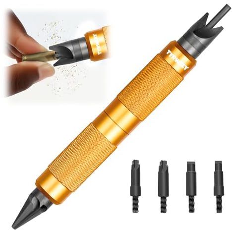 TYRWEEY Case Prep Multitool, Case Chamfer Deburring Tools for Reloading, Primer Pocket Reamers and Cleaners for Removing Crimps (Orange)