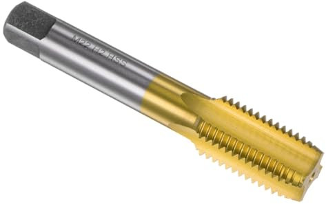 sourcing map Metrischer Maschinengewindebohrer M22 x 2,5 H2 Titanbeschichtet (Ti-Coated) Hochgeschwindigkeitsstahl 4 gerade Rillen Schraubgewinde Gewindeschneidmaschine Reparatur DIY Werkzeug