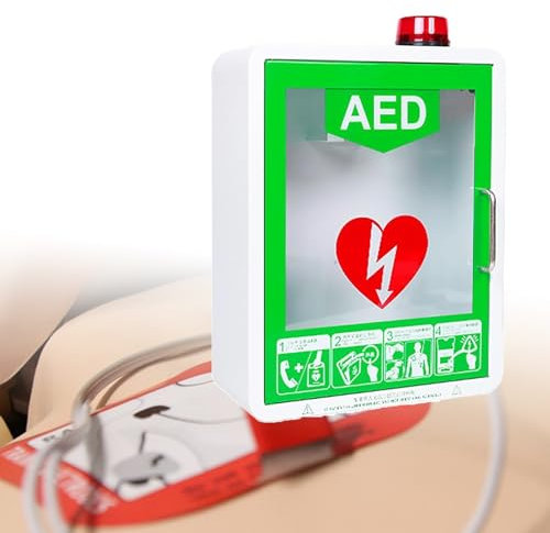 YZRDCXM AED Cabinet,AED Defibrillator Wall Mount Storage Cabinet, Cardiac Defibrillation Alarm Box First Aid Cabinet, Fits all Brands of AED Defibrillator,for Home Clinic Office Hotel
