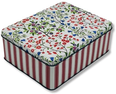 MediMuc Geschenkdose Design Sanderson - Liebevoll gestaltete rechteckige Vorratsdose - Motiv Sommerblüte - Blechdose, Keksdose, Dose - (L x B x H): 19,5 x 15,4 x 7,5cm - Vol. ca. 2,25L