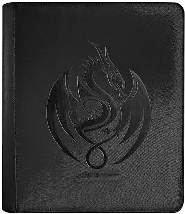 Raccoglitore con 9 tasche per 360 carte con caricamento superiore, compatibile con album da collezione per carte rigide da 7,6 x 10,2 cm, per YugiOh, MTG, Skylanders, baseball, calcio, carte (nero)