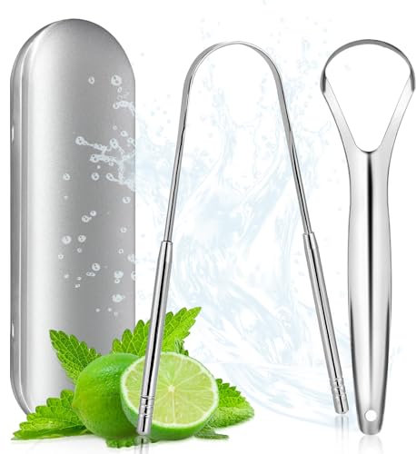 Bukuhlio Zungenschaber für Erwachsene, tragbarer U-förmiger Zungenschaber aus Edelstahl, Zungenschaberreiniger, Mundgeruch beseitigen, (Unisex) Mundpflege, frischer Atem, (2Pcs Mundpflegeset)