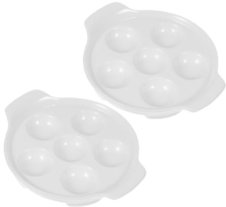 DECHOUS 2pcs Ceramic Escargot Dish Snail Plate Handles for Baking Steamed Egg Home Restaurant Kitchen Supplies