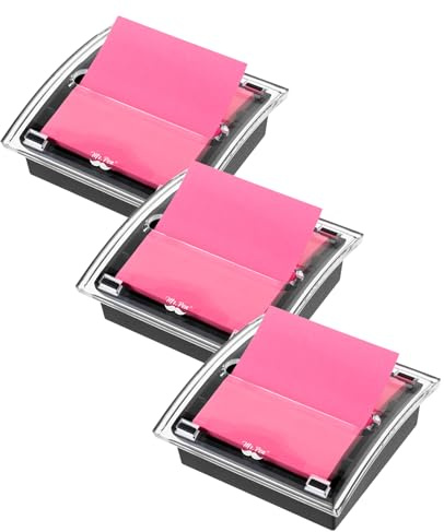 Mr. Pen- Pop Up Note Dispenser, 3 x 3, 3 Pack, Black Base, Clear Top, Sticky Note Dispenser, Sticky Note Holder for Desk