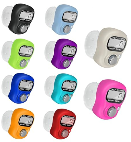 Koicaxy Electronic Finger Counter 10 Pack, Resettable Hand Tally, 5 Digit Number and LCD Electronic Digital Display, Handheld Clicker Counting