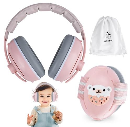 Muyohix Cuffie Neonato Antirumore, 2 in 1 Cuffie Antirumore Bambini, Protettori Acustici per Neonati, Regolabili Cuffie Antirumores Neonato Ideale per il Sonno, Viaggi, Feste