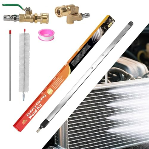 FREEYOU 24 Upgraded Radiator Cleaning Wand With 25° Fan Nozzles,Water and Air Dual-Use 4500 PSI Pressure Washer Tool Set for Car,Truck and Other Vehicles.