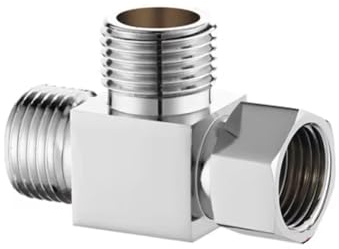 Vanne d'arrêt 3 voies en laiton G1/2 - Raccord en T - Adaptateur en T - Un entrée, deux sorties, inverseur - G1/2 - Filetage intérieur et extérieur - Pour salle de bain, cuisine et toilettes