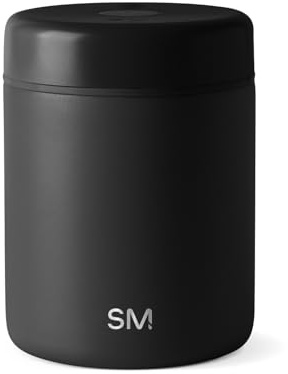 Simple Modern Delta Coffee Canister | Airtight Vacuum Seal with Auto-Reseal Technology | Ceramic Lined Stainless Steel Container for Coffee Grounds, Beans, Tea | 1.1L, Midnight Black