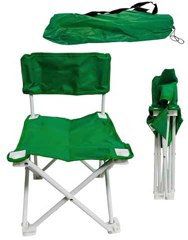 Sedia per Bambini Poltrona Bambini Sediolina Sedia in Metallo Qualità Top Seggiolina Bimbi Pieghevole Trasportabile con Sacca da Trasporto Sediolina Sedia Bambini Poltroncina (VERDE)