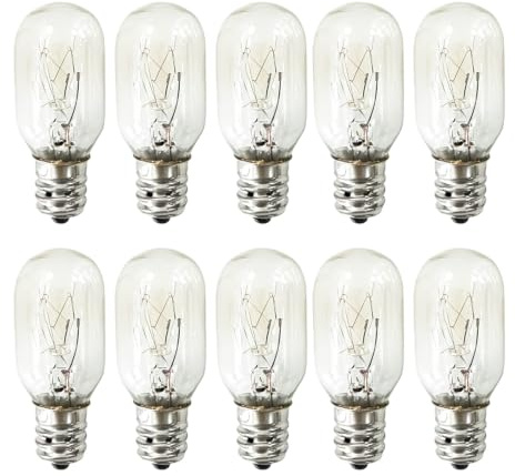 Pack de 10 Bombillas E14 15W para Lámparas de Sal, Hornos y Electrodomésticos - Bombillas Tubulares Regulables E14 SES T22 Resistentes a Altas Temperaturas (300°) con Tornillo Edison Pequeño