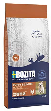 BOZITA Puppy & Junior Weizenfrei Hundefutter für Welpen - 12.5 kg - nachhaltig produziertes Trockenfutter für Welpen, Junghunde und laktierende Hündinnen - Alleinfuttermittel - Welpenfutter
