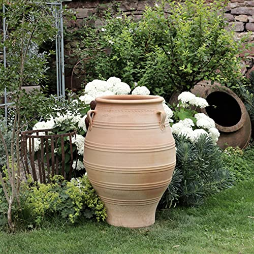 Kreta-Keramik stor, högkvalitativ terrakotta-amfore med handtag | plantzampforer för trädgården utomhus | 80 cm | frostbeständig och väderbeständig | fantastisk dekoration, timros 1