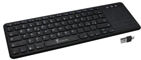 Techmade Teclado Inalámbrico con Touchpad Integrado - Compatible con PC, Smart TV, Tablet, Smartphone | Conexión USB-A y USB-C | Tecnología Wireless 2,4 GHz