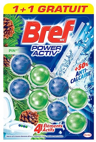 Bref WC Power Activ' Boost Pin – 2 Blocs WC (2x50g) – Produit Nettoyant WC – Anti calcaire Mousse Nettoyante