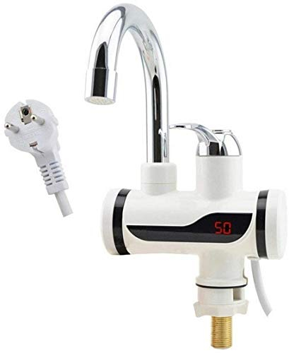 Deals - Grifo Mezclador Eléctrico Enchufe Caldera Agua Caliente con Pantalla - Brazo Giratorio para Fregaderos con Varias Cestas - Moderno - Blanco