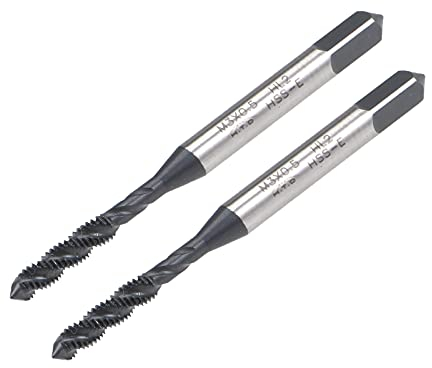 sourcing map M3 x 0.5 Taraud à Fileter Spirale Cannelure Métrique Machine HSS Nitruration Recouvert Rond Jarret avec Carré Embout H2 Tolérance 2Pcs