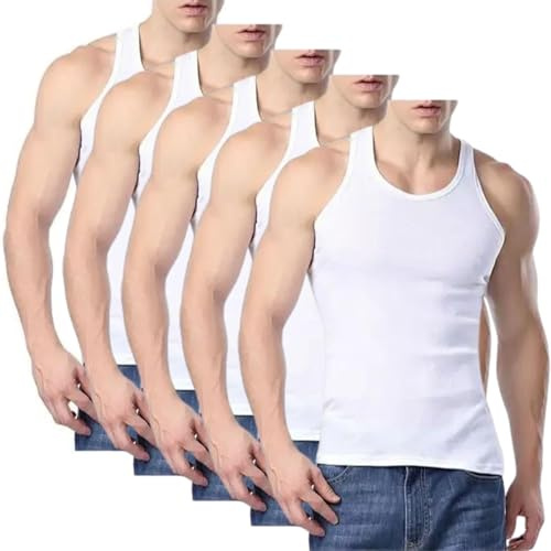 Bamu Mens 6 & 12 Pack Cotton Blend White, Multicolor Assorted Vests Singlet Tank TOP for Yoga Gym Training