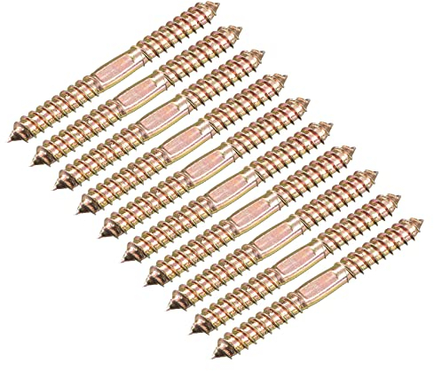 sourcing map 10 x 100 mm Stockschrauben, 12 Stück doppelendiges, selbstschneidendes Gewinde, Holz zu Holzdübelschrauben für Holzverbindung