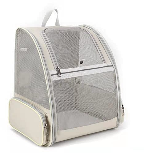 Grand sac à dos de transport pour chat et petit chien pesant jusqu'à 7,3 kg, design respirant et ventilé pour voyages et randonnées, blanc
