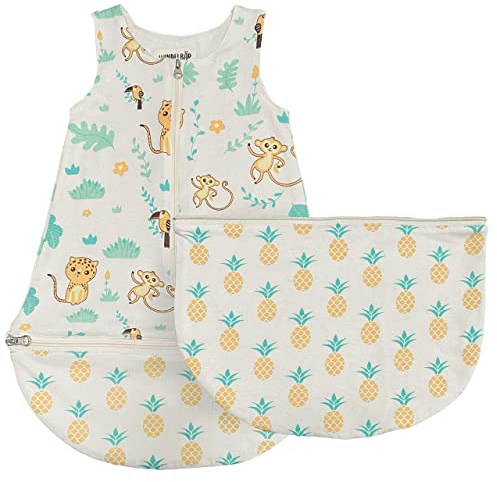Windelbär Dschungel – mitwachsender Sommer Baby Schlafsack, 0-6 Monate, aus 100% Bio-Baumwolle, GOTS & ÖKOTEX Zertifiziert, Baby Erstausstattung, 1 STK.